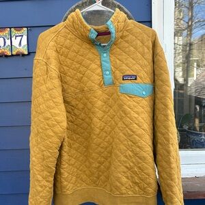 Patagonia Organic Cotton Pullover in Gold and Teal